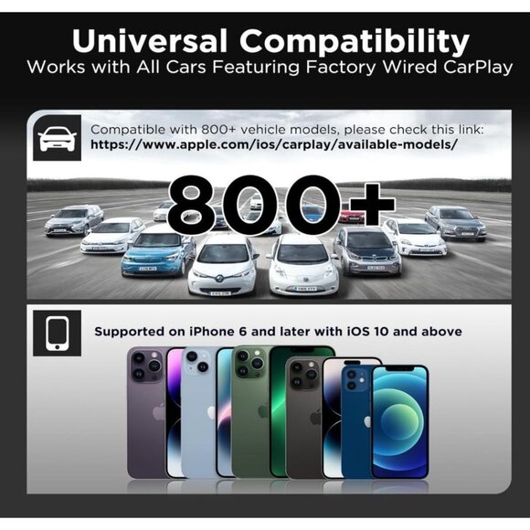 Wireless Carplay Adapter, 2023 Style for Apple OEM Wired CarPlay, Convent Wired - Picture 5 of 8